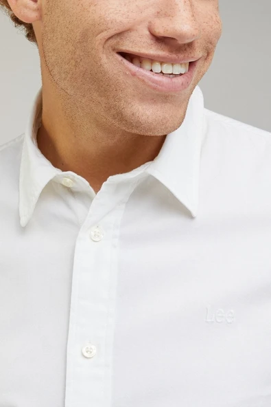 Lee Regular Fit Normal Kesim %100 Pamuk Beyaz Uzun Kollu Gömlek - Resim 2