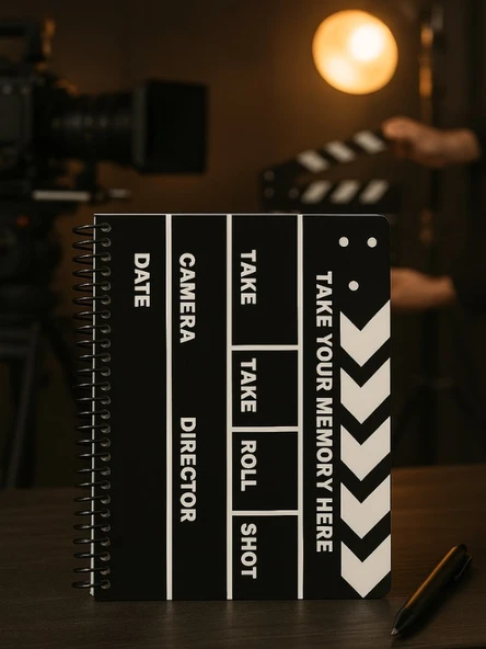 Film Klaketi Tasarımlı Spiral Çizgili Defter – 80 Yaprak / 160 Sayfa – 18x24 cm ürün görseli