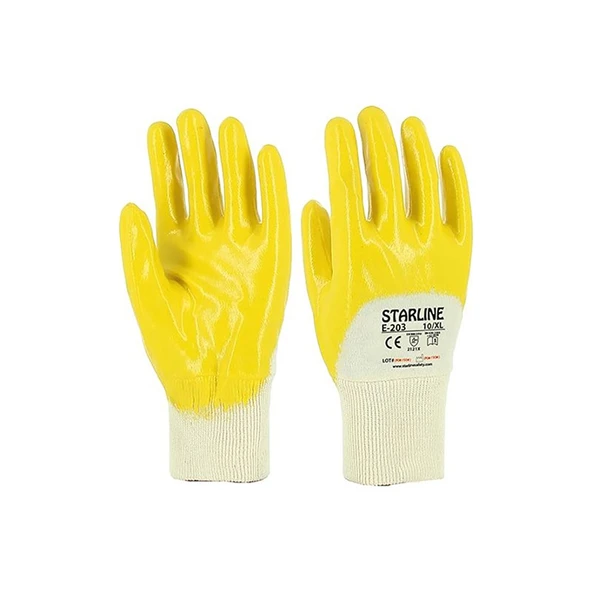 Starline E-203 Koruyucu Sarı Nitril Eldiven No:10 - 1