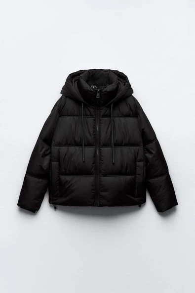 ZARA SUYA VE RÜZGARA KARŞI KORUMALI CROP ŞİŞME MONT ürün görseli 1