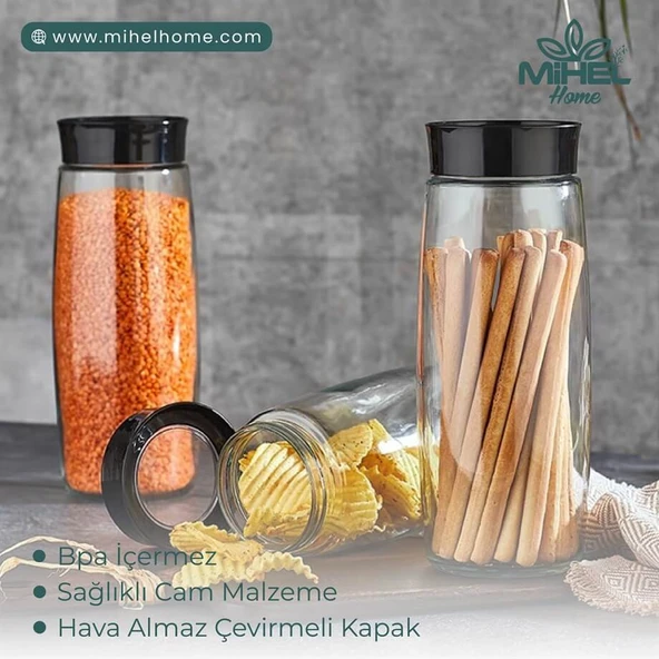 Mihel 1600ML 6'lı YUVARLAK CAM SAKLAMA KABI - 2