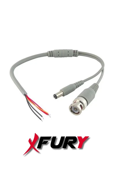 FURY 100 Adet A Kalite Kablolu Hazır BNC + DC POWER Jack Kablolu Y Tipi Konnektör - Resim 2