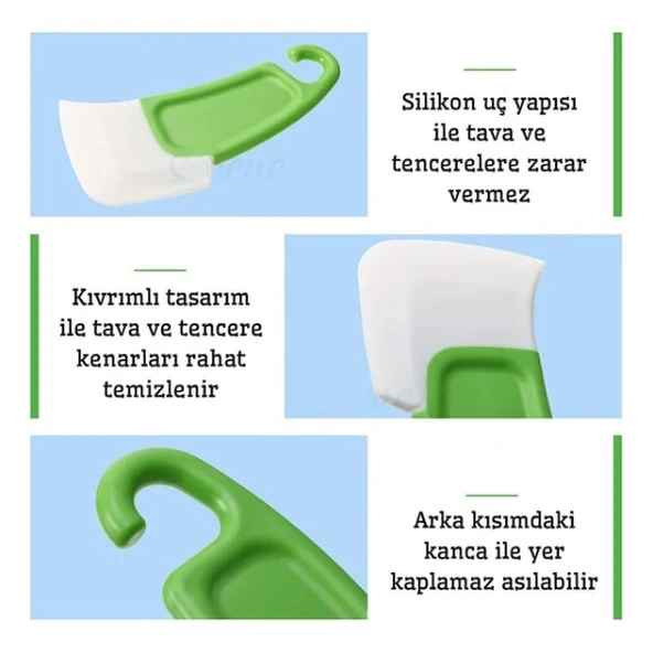 Periboia Silikon Uçlu Bulaşık Temizleme Kazıyıcı Spatula - 2