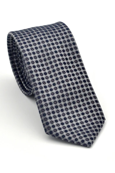 Füme Karışık Desenli Gri Dokuma Kumaş Mendilli Slim Fit Kravat // SDK-2502-4 ürün görseli