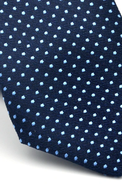 Mavi Nokta Desenli Lacivert Dokuma Kumaş Mendilli Slim Fit Kravat // SDK-2510-2 - Resim 3