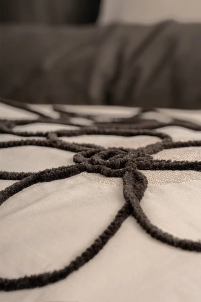 Nakışlı Ranforce Çift Kişilik Nevresim Takımı Panos Kahve - Resim 3