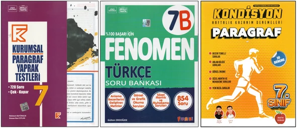 KURMAY 7. SINIF KURUMSAL PARAGRAF YT+7B TÜRKÇE+NEWTON KONDİSYON PARAGRAF (3 KİTAP)