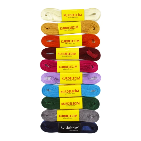 Kurdelecim Saten Kurdele 1 cm 10 mt 10 Renk Karışık Paket - Resim 4