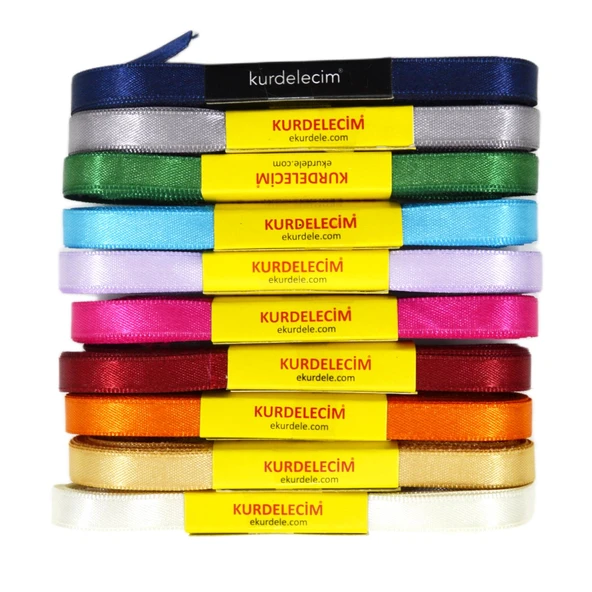 Kurdelecim Saten Kurdele 1 cm 10 mt 10 Renk Karışık Paket ürün görseli