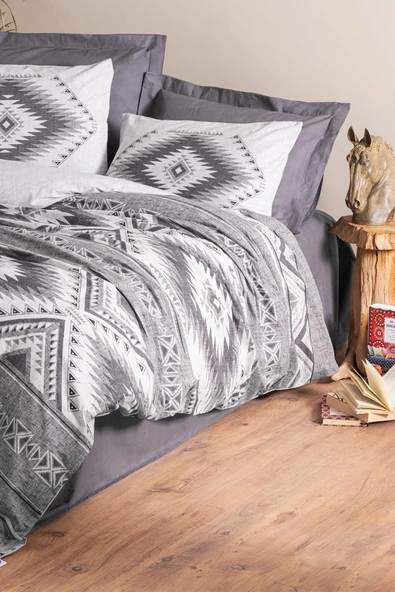 Ethnic Çift Kişilik Nevresim Takımı Delos Antrasit - Resim 2