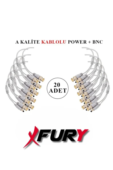 FURY 20 Adet A Kalite Kablolu Hazır BNC + DC POWER Jack Kablolu Y Tipi Konnektör ürün görseli