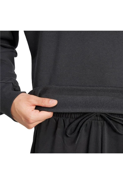 adidas Erkek  Siyah  Sweatshirt M 3S FT SWT JE6372 - Resim 5