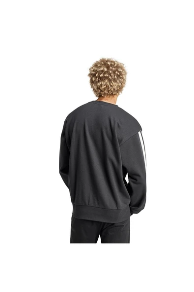 adidas Erkek  Siyah  Sweatshirt M 3S FT SWT JE6372 - Resim 3