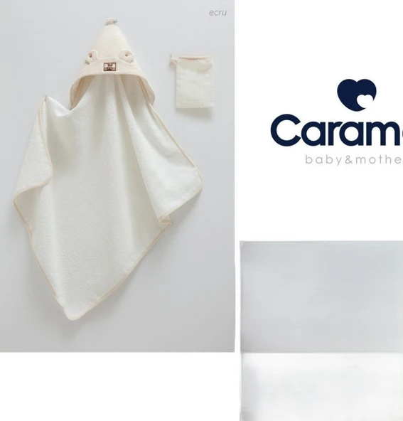 My Baby Kumsal %100 Organik Pamuklu  Ekru Soft Tedy Kundak Havlu 82x90 cm ve 1 Adet Kese 1629 - Resim 3