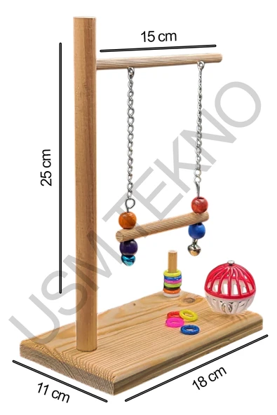 Kuş Oyuncağı Kuş Oyun Parkı Muhabbet Kuşu Papağan Oyun Parkuru Kuş Salıncağı - Resim 3