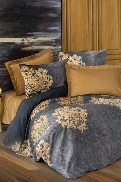 Saten Çift Kişilik Nevresim Takımı Jadira Bej ürün görseli