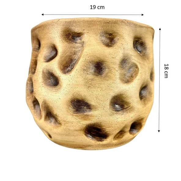 Bitki Tasarımı Ev Dekorasyon Aksesuar Naturel Desenli Toprak Saksı Saksılık Salon Çiçeklik 19 CM - Resim 2