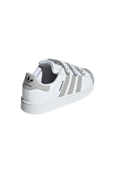 adidas Unisex Çocuk  Beyaz  Sneaker SUPERSTAR II CF C JP8083 - Resim 7