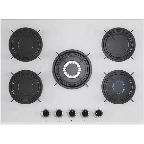 Lanova White G17402-106 5 Gözlü Beyaz Cam Ankastre Ocak - 1