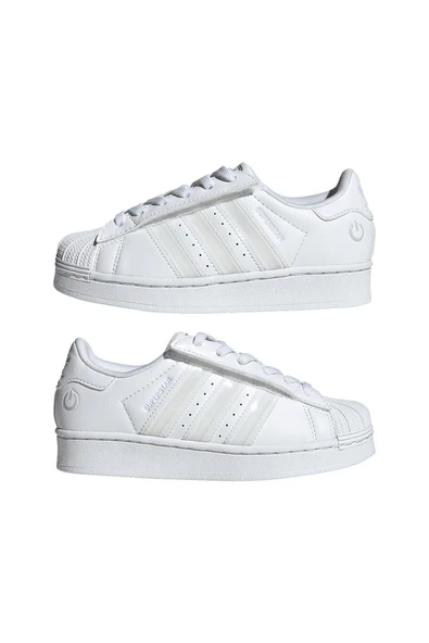 adidas Unisex Çocuk  Beyaz  Sneaker SUPERSTAR LED LIGHTS CF EL C JQ6419 - Resim 12