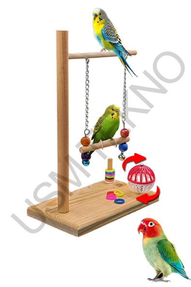 Kuş Oyuncağı Kuş Oyun Parkı Muhabbet Kuşu Papağan Oyun Parkuru Kuş Salıncağı - Resim 4