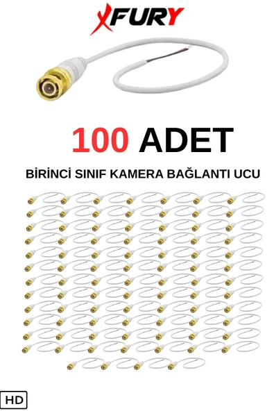 FURY 100 Adet A Kalite Kablolu Hazır BNC Kablolu Konnektör ürün görseli
