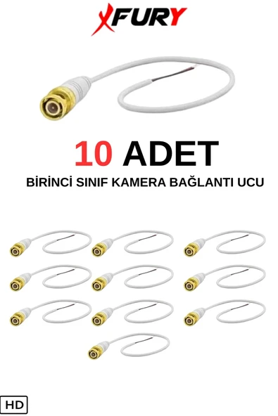 FURY 10 Adet A Kalite Kablolu Hazır BNC Kablolu Konnektör ürün görseli
