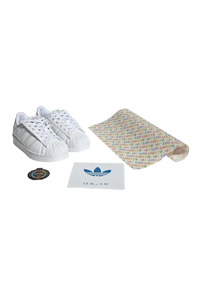 adidas Unisex Çocuk  Beyaz  Sneaker SUPERSTAR LED LIGHTS CF EL C JQ6419 - Resim 11