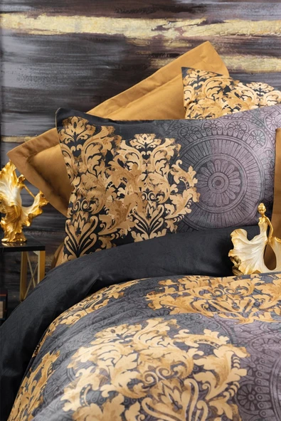 Saten Çift Kişilik Nevresim Takımı Jadira Bej - Resim 2