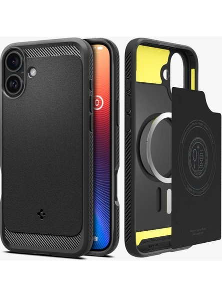Spigen iPhone 16 Plus ile Uyumlu Kılıf Rugged Armor MagFit MagSafe Özellikli Matte Black - 2