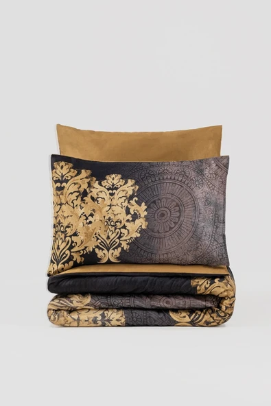 Saten Çift Kişilik Nevresim Takımı Jadira Bej - Resim 3