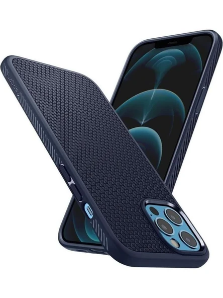 Spigen iPhone 12 Pro Max ile Uyumlu Kılıf Liquid Air Navy Blue - 3