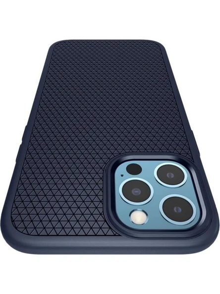 Spigen iPhone 12 Pro Max ile Uyumlu Kılıf Liquid Air Navy Blue - 5