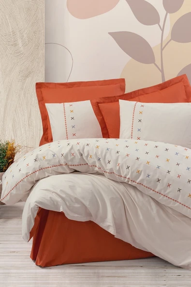 Box Brode Ranforce Çift Kişilik Box Takımı Joli Kiremit