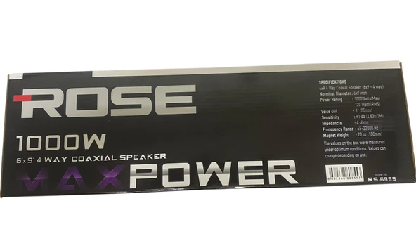 ROSE 1000W 6 x 9" 4 YOLLU KOAKSİYEL HOPARLÖR - Telli Kapaklı 2li Set - Resim 5
