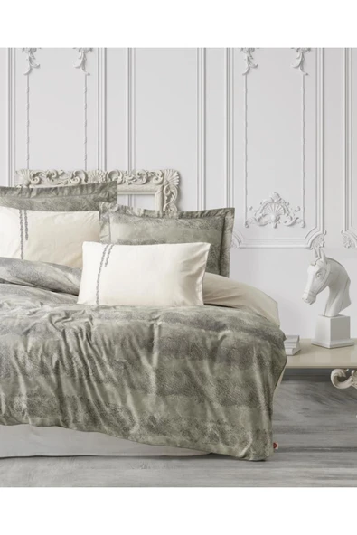 Çift Kişilik Elit Saten Nevresim Takımı Sandero Haki ürün görseli