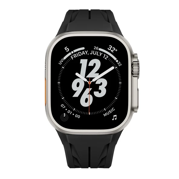 Apple Watch Ultra 49mm KRD-127 Metal Tokalı Silikon Kordon - Resim 8