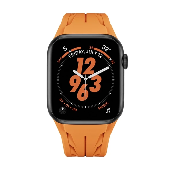 Apple Watch 7 45mm KRD-127 Metal Tokalı Silikon Kordon - 6