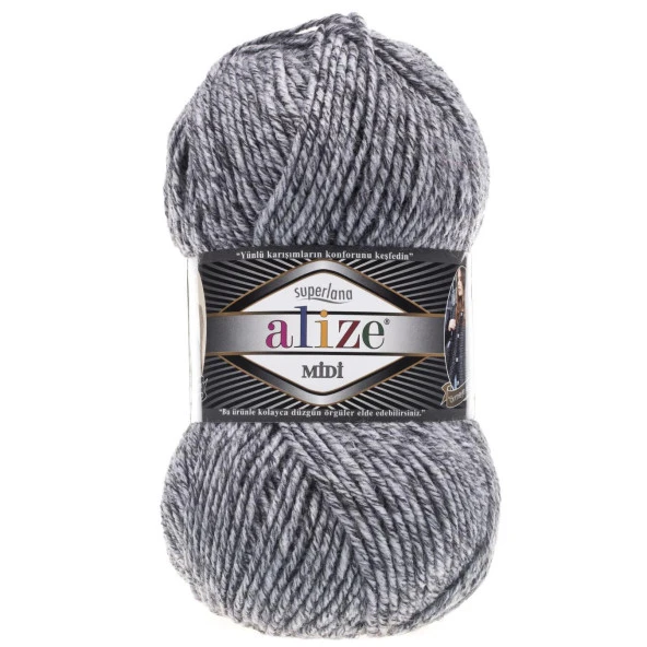 Alize Superlana Midi Örgü İpi 801 Jaspe Gri