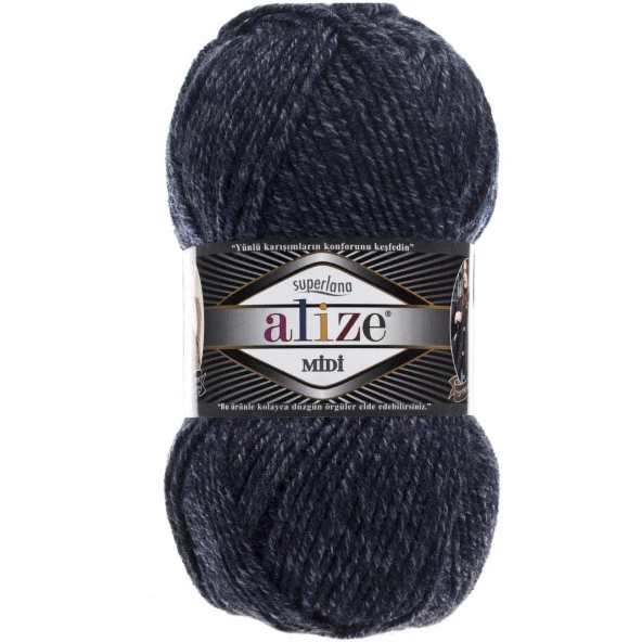 Alize Superlana Midi Örgü İpi 805 Jaspe Lacivert