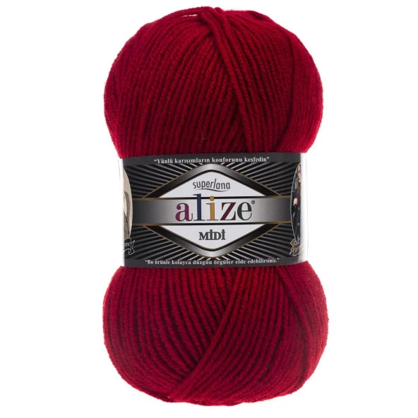 Alize Superlana Midi Örgü İpi 56 Kırmızı