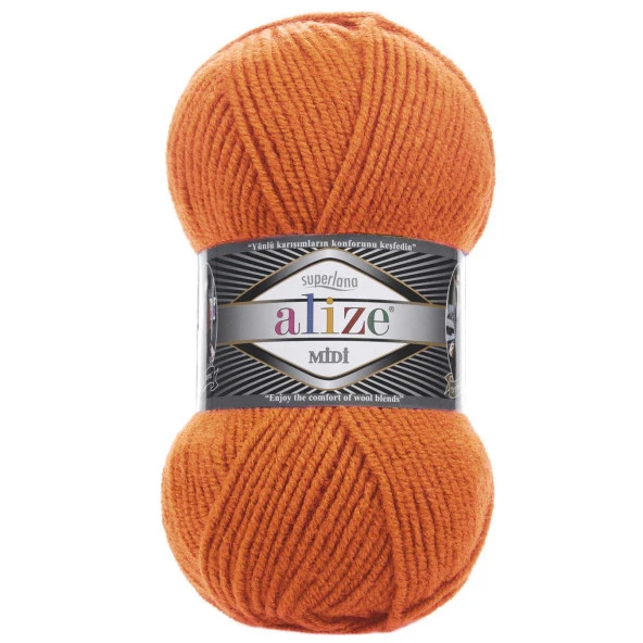 Alize Superlana Midi Örgü İpi 225 Turuncu