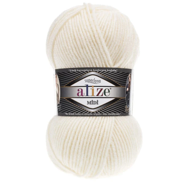 Alize Superlana Midi Örgü İpi 62 Açık Krem