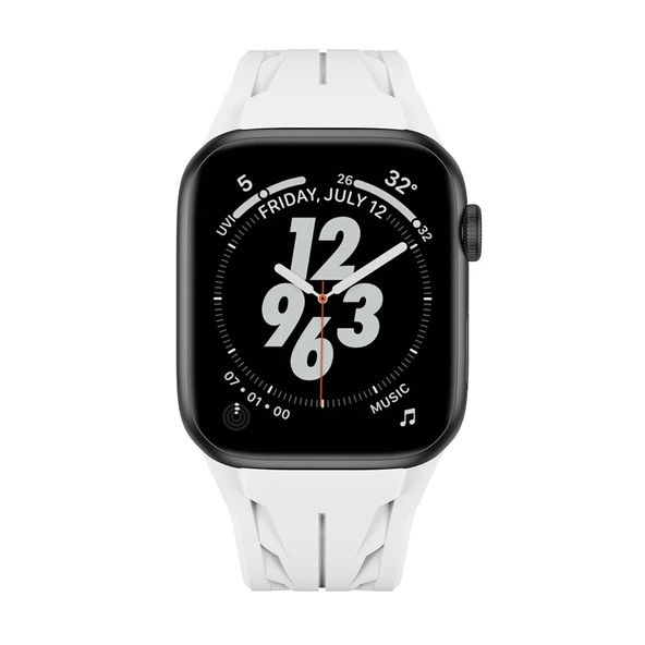 Apple Watch 7 45mm KRD-127 Metal Tokalı Silikon Kordon - 2