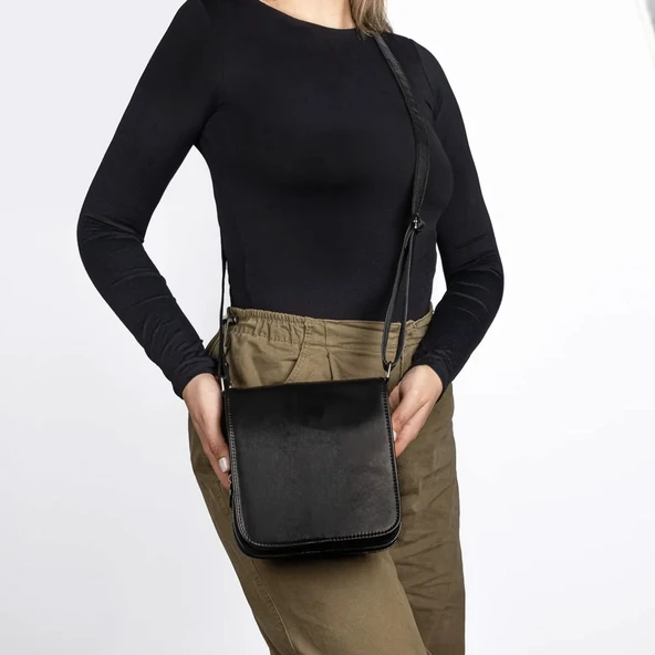 Lederax Hakiki Deri Orta Boy Omuz Çantası Postacı Çantası LD591 - Resim 4