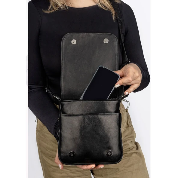 Lederax Hakiki Deri Orta Boy Omuz Çantası Postacı Çantası LD591 - Resim 3