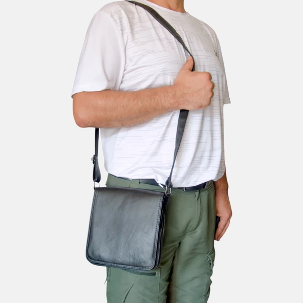 Lederax Hakiki Deri Orta Boy Omuz Çantası Postacı Çantası LD591 - Resim 2