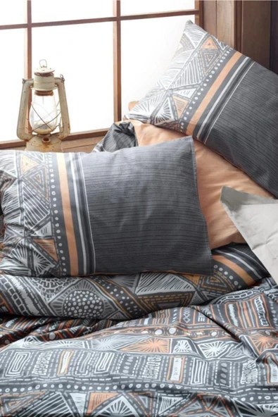 Adiel - Gri Ethnic Çift Kişilik Nevresim Takımı - 2