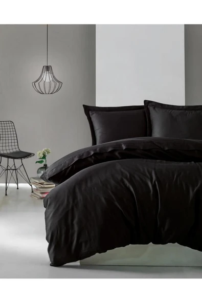 Elegant Saten Tek Kişilik Nevresim Takımı Siyah - 1