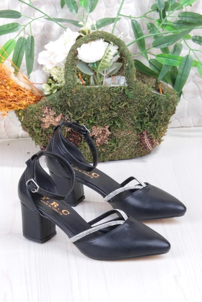 Fort 35621 Biye Taşlı Kalın Topuklu Kadın Ayakkabı ürün görseli